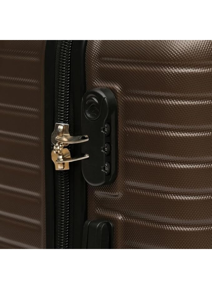 32-Inch Royal Grid Design Hardshell Trolley Bag, Lightweight ABS Travel Suitcase with 360° Spinner Wheels & Secure Lock, Coffee - Image 3